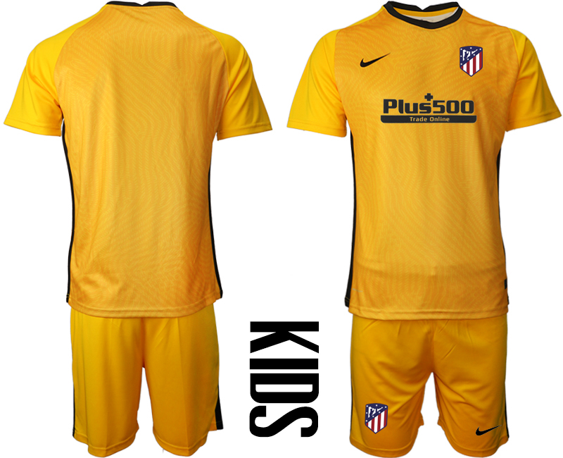 2021 Atletico Madrid yellow goalkeeper youth soccer jerseys